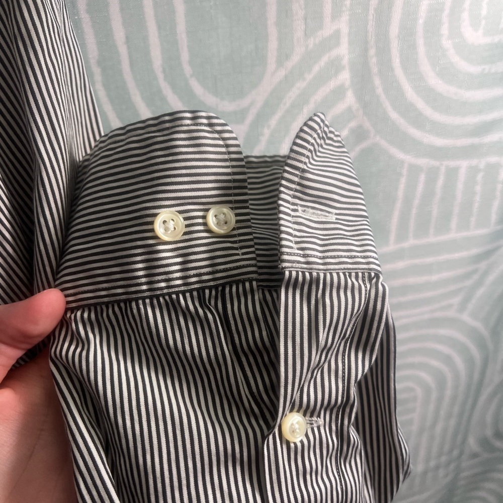 Polo Ralph Lauren Regent Classic Fit Striped Dress Shirt 16/L Black White - Picture 5 of 7